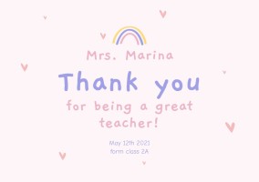 Postal infantil del Día de Agradecimiento a los Profesores de Marina Plantilla