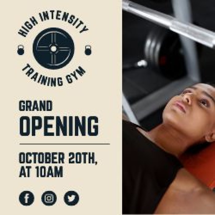 Simple High Intensity Training Gym Square Banner template