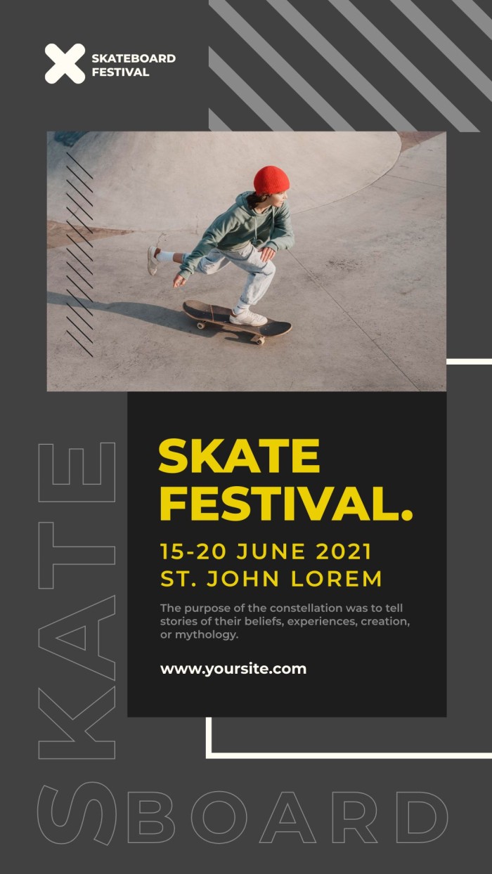 Historia de Instagram Festival de skate moderna en gris template