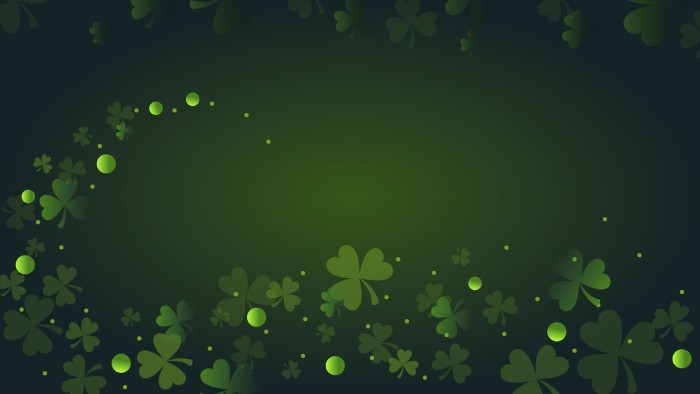 Gradient St Patrick Clovers Zoom Background template