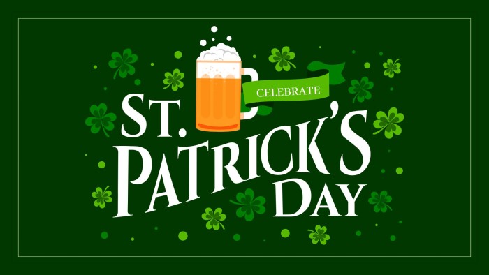 Lettering St Patrick Beer Zoom Background template