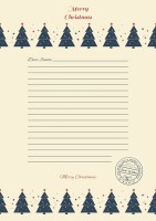 Vintage Trees Santa's Letter Worksheet Template