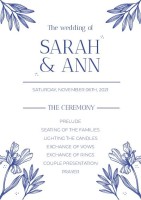 Elegante invitación del programa de boda Sarah y Ann Plantilla