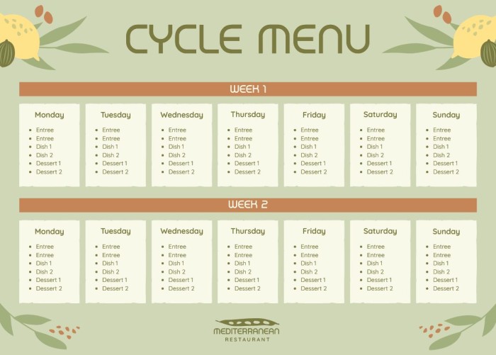 Customize Online This Hand drawn Mediterranean Restaurant Weekly Cycle