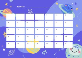 Calendario Semanal Galáctico Doodle Plantilla