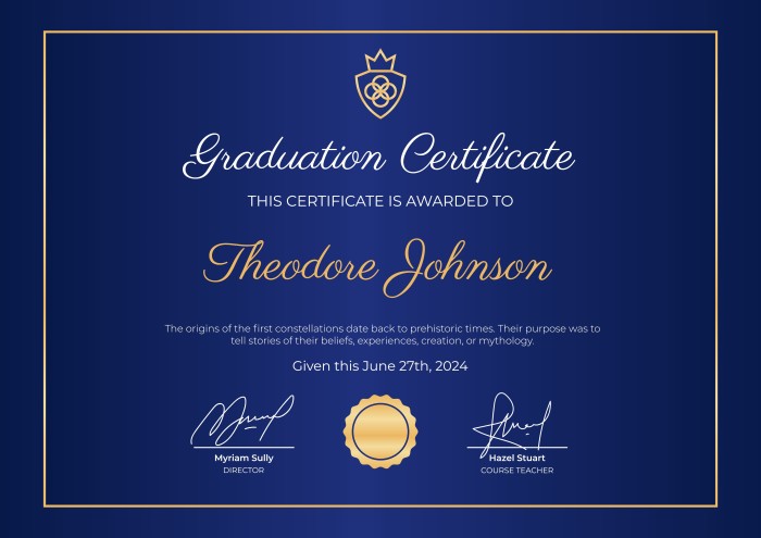 Elegant Gradient University Graduation Certificate template