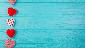 Cute Blue Wood Valentine's Day Zoom Background Template