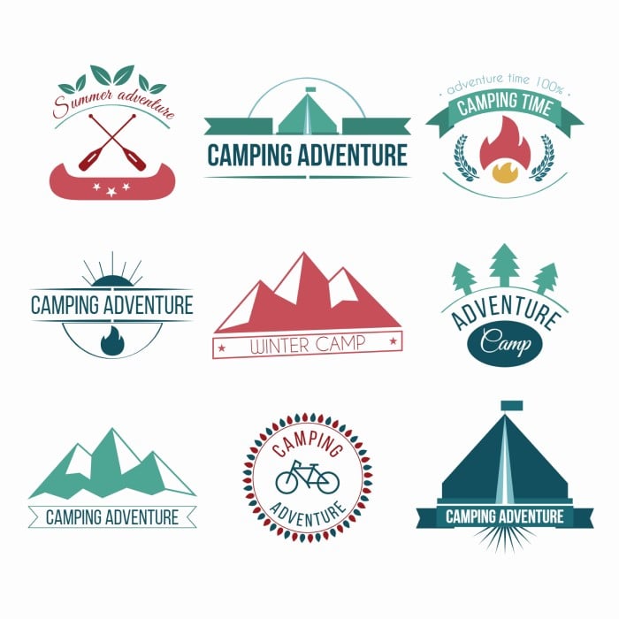 Logo para camping Aventuras de verano con dibujos Plantilla