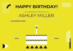 Simple Geometric Bright Birthday Gift Certificate Template