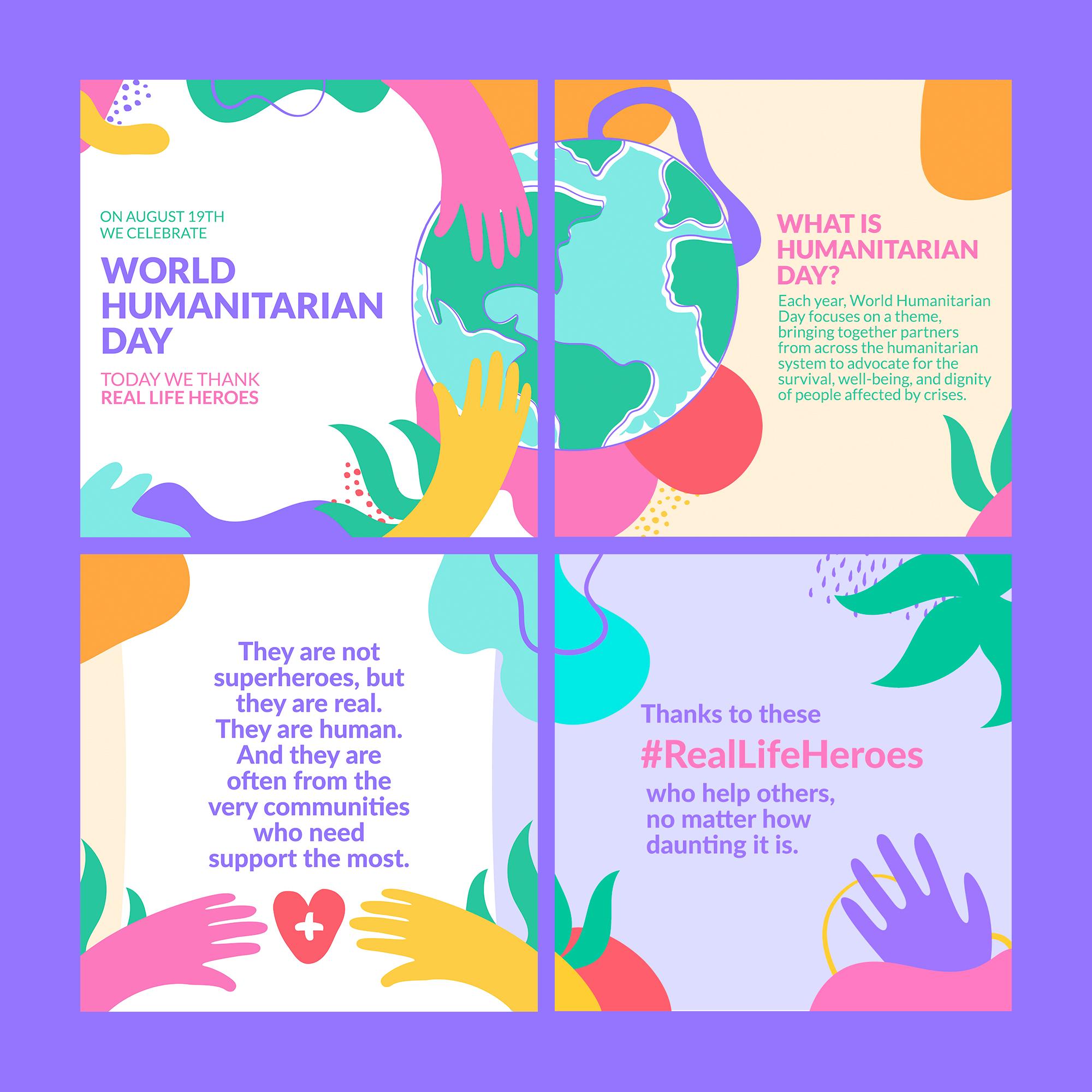 Creative Colorful Humanitarian Day Instagram Post template