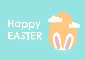 Pastel Happy Easter Bunny Postcard Template