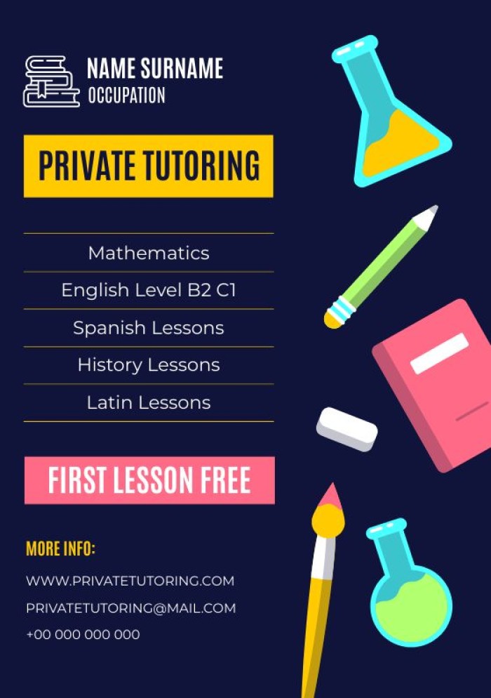 Personalize this Doodle Jack Brown Private Tutoring Flyer template in