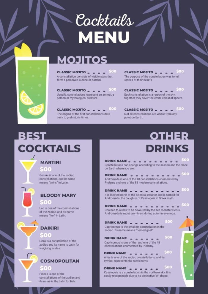 Easy Bar Menu Cocktails Offers Shop Www tarihkenti