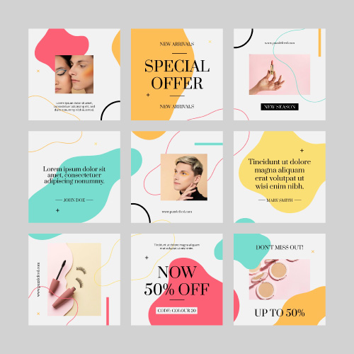 Simple Abstract Offer Grid Instagram Post template