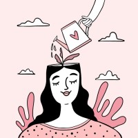 Publicación de Instagram sobre salud mental monocolor y con dibujos en rosa Plantilla