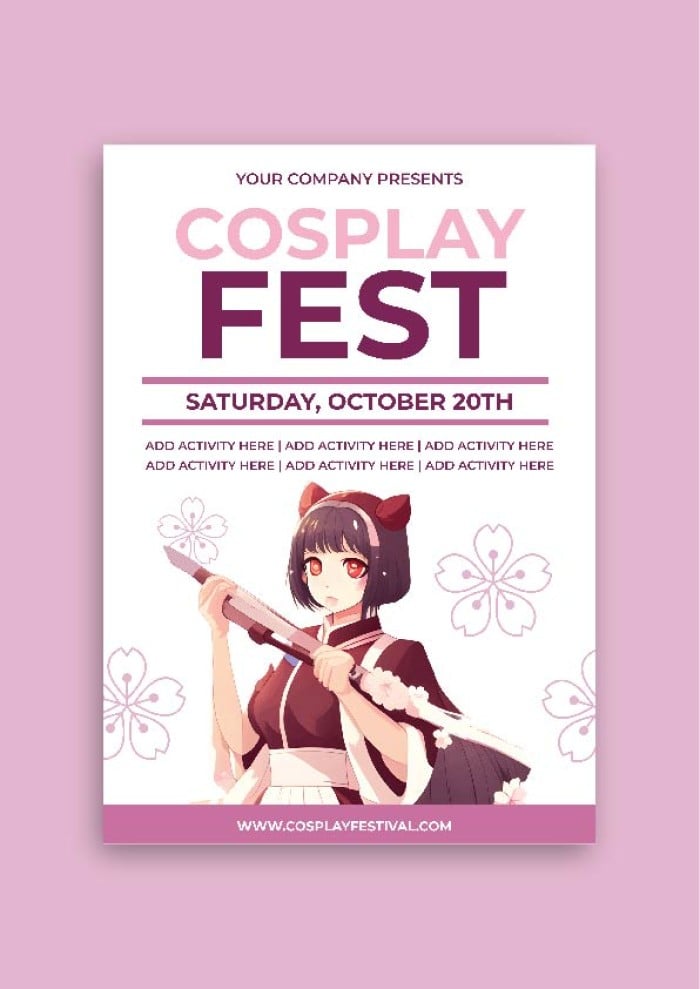 Floral Pastel Cosplay Fest Flyer Template