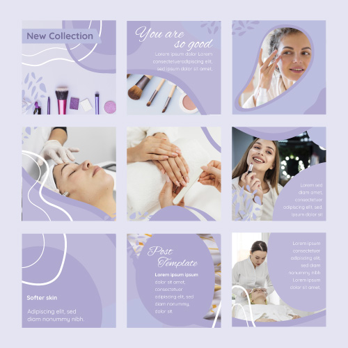 Monocolor Abstract Purple Sales Grid Instagram Post template