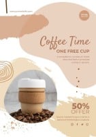 Hand-drawn Cream Coffee Time Flyer Template