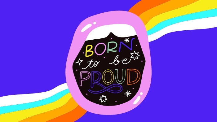 Hand-drawn Mouth Born To be Proud Zoom Background template