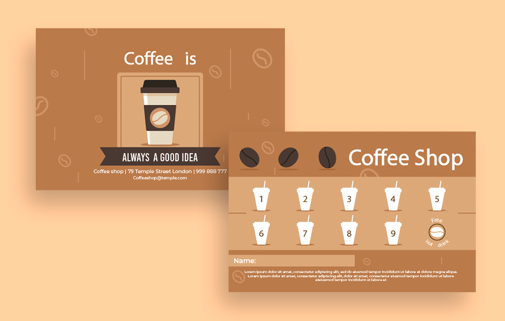 Good Idea Coffee Shop Loyalty Card template