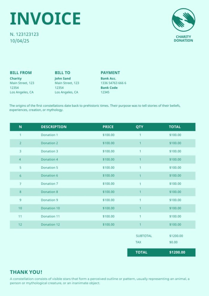 Edit For Free This Simple Monocolor Charity Donation Invoice Template