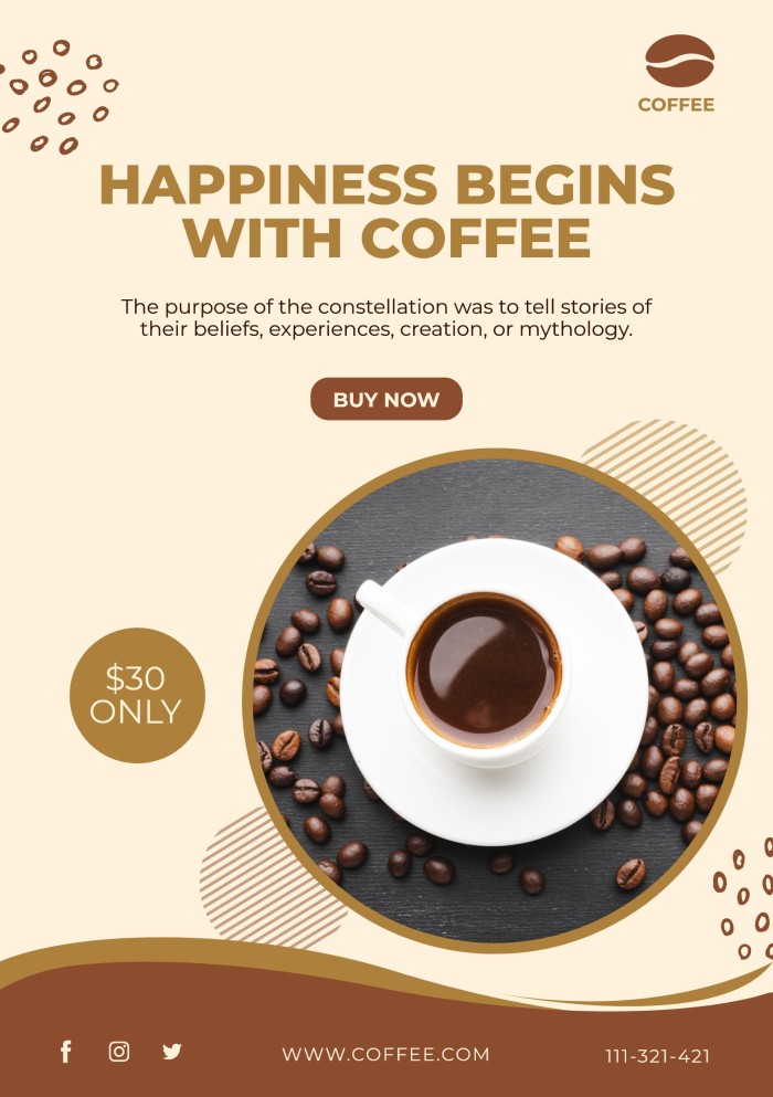 Free Abstract Happy Coffee Shop Flyer Template