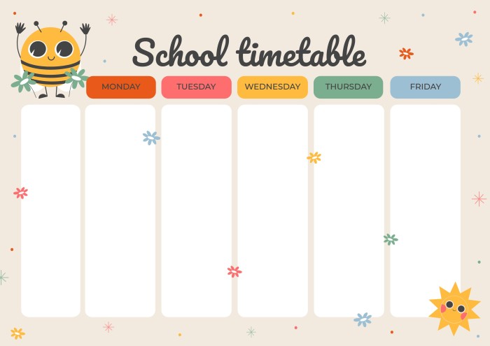 Weekly Schedule Template For Kids