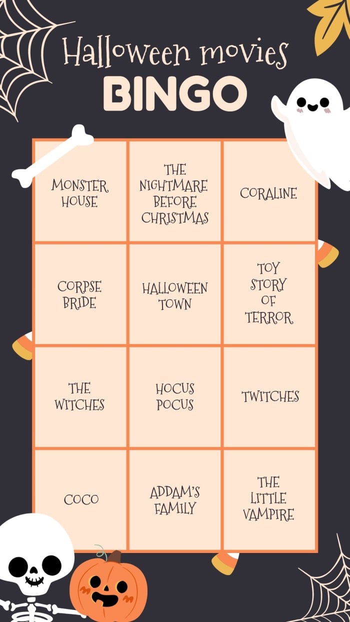 Halloween Movies Bingo Instagram Story template