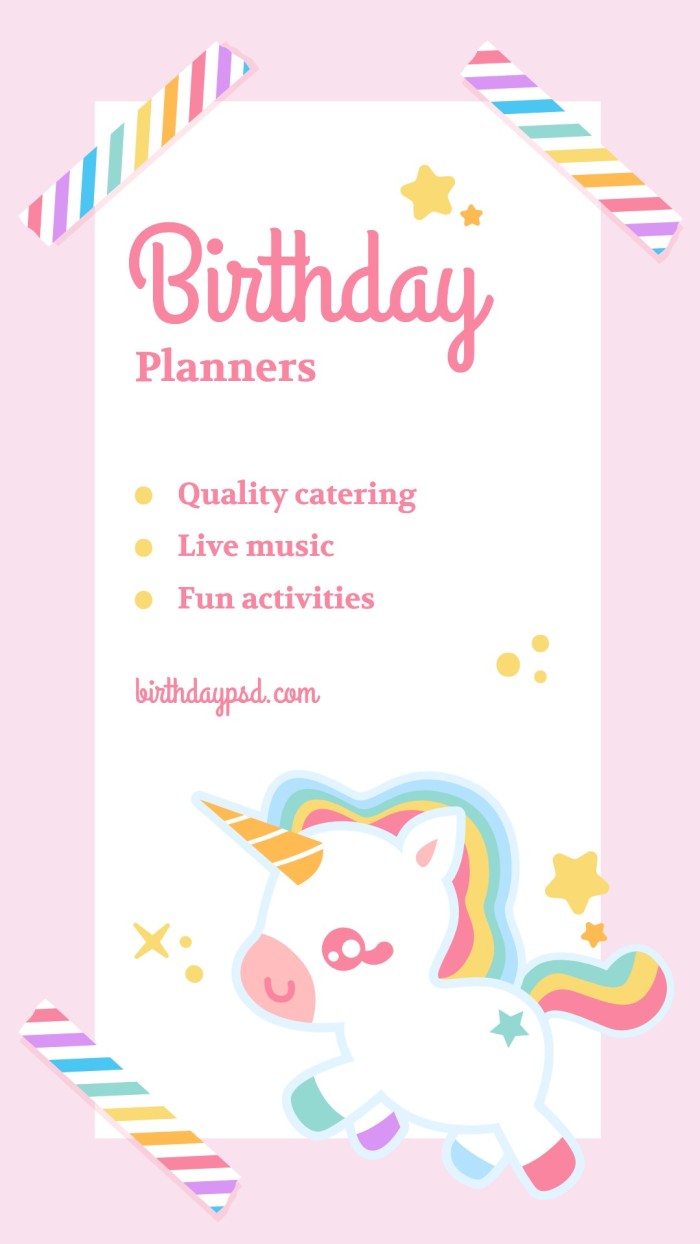 Cute Unicorn Islah's Birthday Instagram Story template